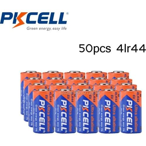 50pcs PKCELL 6v battery 4LR44 4A76 A544V 4034PX PX28A L1325 4AG13 Dry Alkaline Batteries for Car Remote Watch Toys Calculator