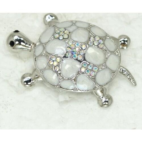 Clear AB Rhinestone Enamel Turtles Pin brooches C252 F