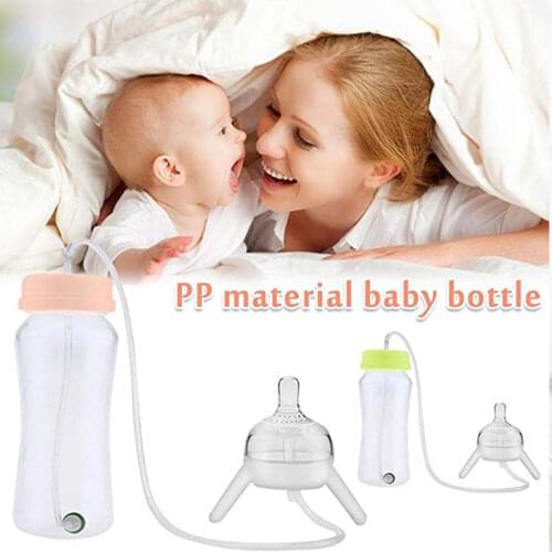Baby Feeding Bottle Kids Cup Silicone Sippy BPA Free Bottle Children Drinking Milk 2 in 1 Hands-free Long Straw Feeding Bottle