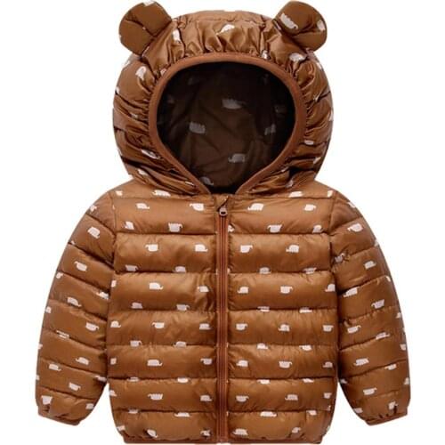 Children Kids Boys Girls Down Coat Cotton Warm Long Sleeves Korean Lovely Print Warm Winter Daily Leisure Hooded