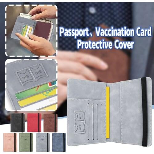 Travel Passport Holder Wallet Document Organizer Case Men Women Elastic Band Leather Passport Cover Rfid Blocking For Cards #P3