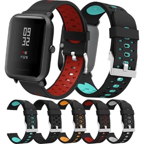 Two-tone Soft Silicone Watchband Wrist Band Strap Bracelet Replacement for Xiaomi Amazfit Bip BIT PACE Lite Youth Smart Watch/S2