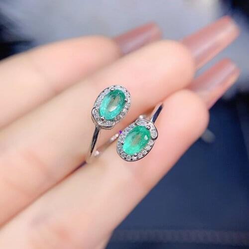 Elegant lovely lovers Couple round S925 silver natural green Emerald ring natural gemstone ring woman party gift jewelry