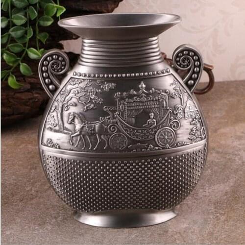 European Retro bottle shape metal large size Carriage Vases Crafts vase home decorative HP004