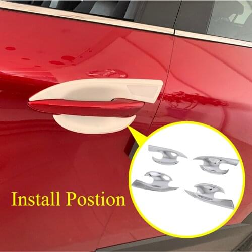 Chrome Car Outer Door Handle Cover Door Bowl Protection Covers Sticker 4pcs Fit For Mazda CX-30 CX30 2019 2020 2021 Accessories