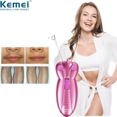 Kemei KM-2777 Lady Electric Epilator Women Body Hair Remover Cotton Thread Epilator Face Hair Removal Tools Butterfly Design New
