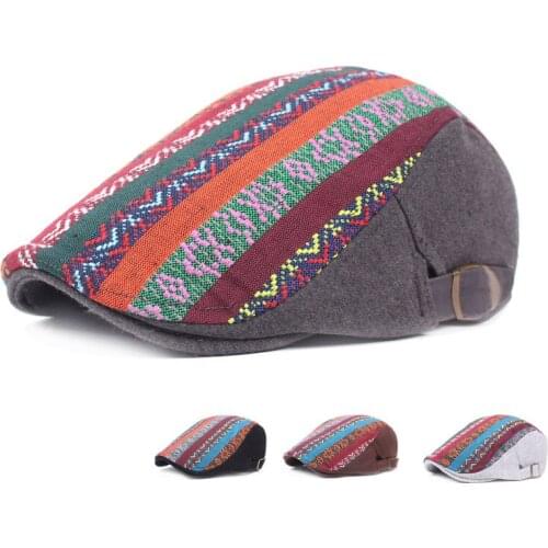 Newsboy Cap Adjustable Women Men Beret Cap Hats Sun Proof Casual Plaid Flat Caps for Men Outing Cotton Peaked Visors