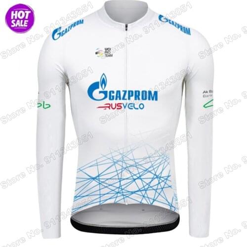 Team GAZPROM 2021 Cycling Jersey Mens Long Sleeve Bicycle Clothing Race Road Bike Shirts Bicycle Tops MTB Uniform Maillot