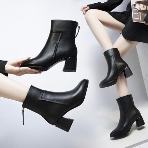 Trendy thick heel fashion womens boots Korean style plus size womens boots