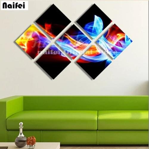 7 pcs 5D Diamond Painting abstract line Blue and Red Cross Stitch Kits Multi-picture diy Diamond Embroidery landscape home decor