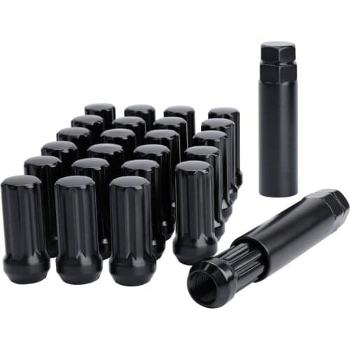 KSP Set of 24 Pieces Black 14x1.5 Closed End Duplex XL Spline Lug Nuts With 2 Keys For CHEVY GMC SILVERADO HUMMER