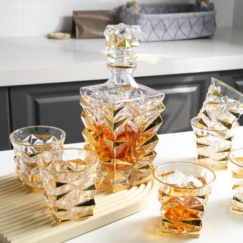 Crystal Bar Glass Sets Home 6 Shot Glass Dispenser Whiskey Glass Set Glass Bottle Bar Sets Cocktail Beverage Dispenser BD50BS