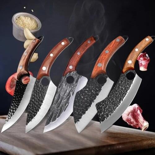 Outdoor Hunting Knife Forged Kitchen Knife Stainless Steel Serbian Meat Knife Bone Knife Chef Knife Cooking Knife
