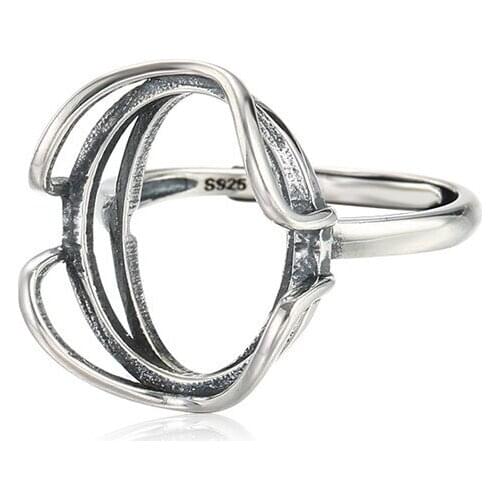 Ring Setting for 15x18mm Oval Cabochons Antique Style Ring Blank Thai Sterling Silver Adjustable Ring Base SR0360