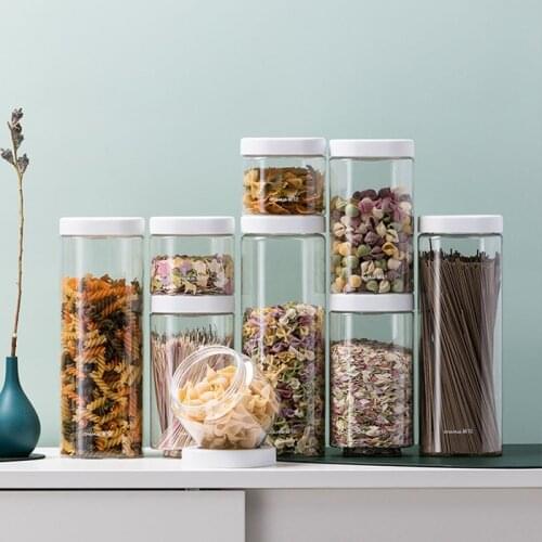 Food-Grade Sealed Cans Jars With Lid Food Container Plastic Box Transparent Large Storage Kitchen Organizer Grain Storage Box