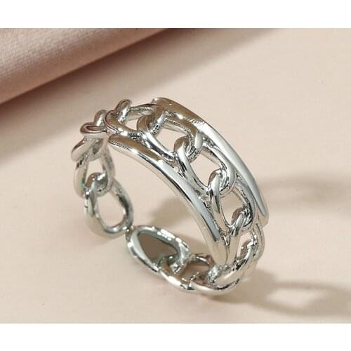 Simple Fashion Chain Ring For Women Opening Creative Personality Retro Style Gold Color Silver Color Party Gifts