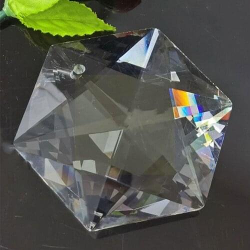 Transparent Large Octagonal Bead Crystal Prism Chandelier Light Visor Rainbow Set Suncatcher Accessory Multi-faceted U7C4