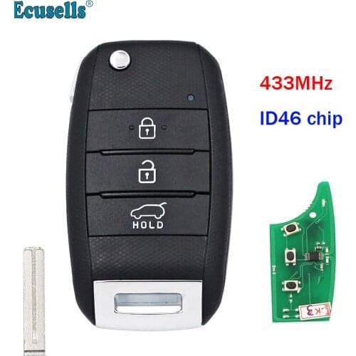 3 Button Keyless Remote Key Smart Car Key 433MHZ 46 Chip For Kia K5 Sorento Sportage 2013 2014 2015 with Uncut Blade