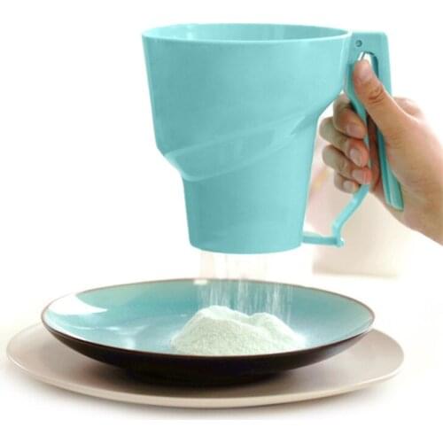 Large Capacity Plastic Handheld Flour Sifter Mesh Powder Flour Sieve Icing Sugar Manual Sieve Cup Kitchen Baking Pastry Tools