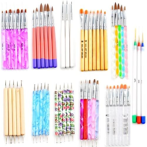 UV Gel Brush Liner Painting Pen Acrylic Drawing Brush for Nails Gradient Rhinestone Handle Nail Art Tool