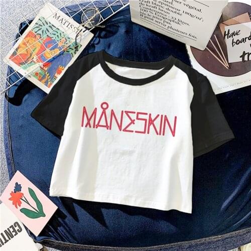 Fashion Streetwear Harajuku Maneskin Y2k Cropped Tops Tshirts Kawaii T-Shirts Women Casual Crop Top Funny Clothes Graphic Tees