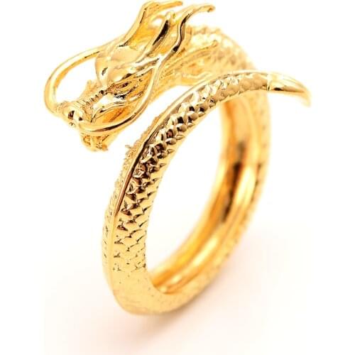 Vintage Gothic Dragon Head 18 k Fine Solid Ring Golid Filled Individuality Rings Necessary Nightclubs Bars Punk Jewelry