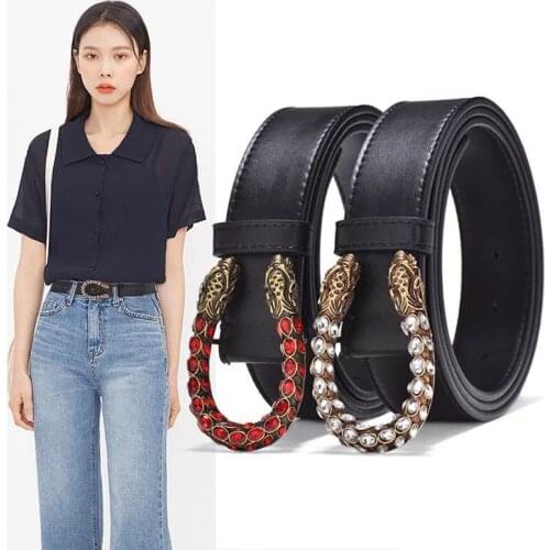 Ladies Luxury Brand Rhinestone Belt Designers Leather High Quality Belt Fashion Alloy Buckle Girl Jeans Dress Belts Jeans