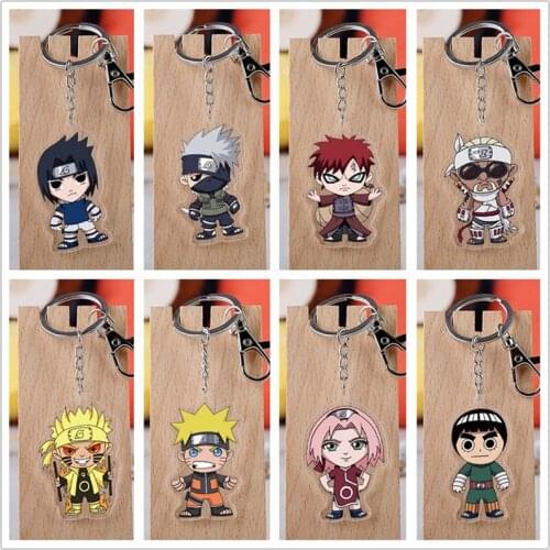 10 pcs/lot Anime Uzumaki Acrylic Keychain Toy Figure Uchiha Sasuke Haruno Sakura Bag Pendant Double sided Key Ring Gifts