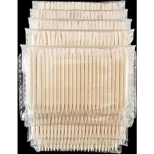 100pcs Wooden Cuticle Pusher Remover Nail Art Design Orange Wood Sticks Rhinestones Dotting Removal Manicure Pedicure Care Tools