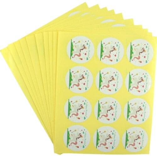 120pcs/pack 35MM Happy Birthday Stickers Cute Unicorn Paper Sticker Handmade Birthday Cake Gift Box Tags Sticker Decoration