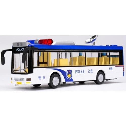 19.8CM 1:50 Scale Toy Car Metal Alloy Police Car Bus Pull Back Diecast Vehicles Model Toys For Children Kids Collection