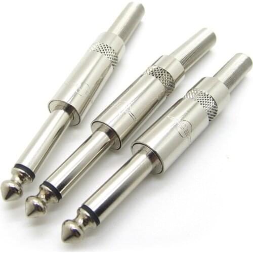 2PCS 6.35 mono soundtrack connector audio plug welding type HIFI microphone plug