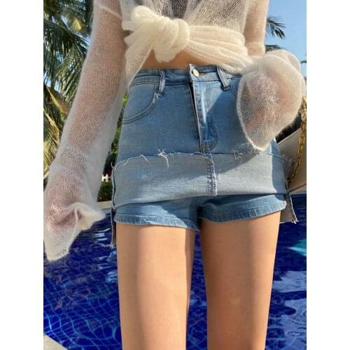 2020 new Korean version of high-elastic anti-glare skirt split package hip skirt summer slim skirt