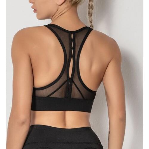2021 Women Sports Bra Mesh Stitching Push Up Female Fitness Gym Bra Breathable Top Running Workout Yoga Bra Sportswear