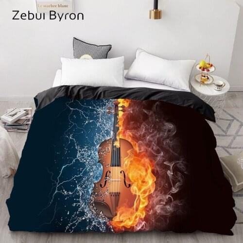 3D HD Digital Print Custom Duvet Cover,Comforter/Quilt/Blanket case Ice fire guitar,Bedding 220x240/200x200/Queen/King