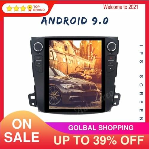 4+128 Android 9 For Mitsubishi Outlander 2006-2011 Tesla Style Car GPS Navigation Headunit Multimedia Player Radio Tape Recorder