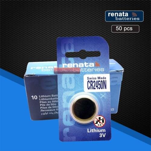 50pc New Original Renata CR2450 CR 2450 3V Lithium Button Cell Battery Coin Batteries For Watches,clocks,hearing aids