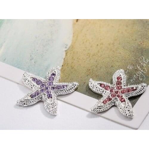 Free shipping 22mm Invitation Embellishment for DIY crafts 50PCS starfish rhinestone button can MIX colors(BTN-5399)