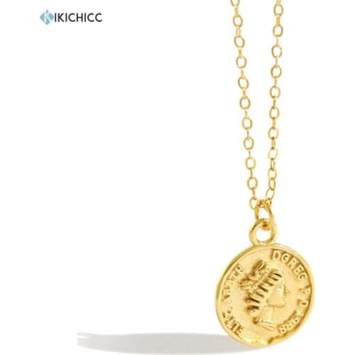 Kikichicc New 925 Sterling Silver Coins Pendant Long Chain Women Necklace 2020 Circle Queen Female Jewelry Collar Simple Jewelry