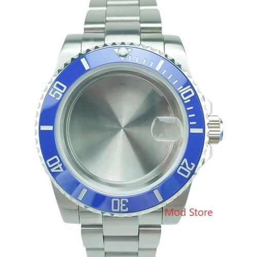 HQ 10ATM Diver Blue Sapphire Crystal Watch Case With Stainless Steel Bracelet Mods For ETA Seagull2836 ETA28 Miyota82 Sub Style
