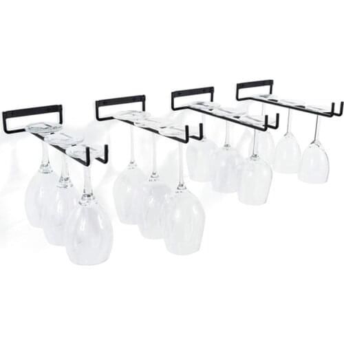 30CM Black Wine Glasses Holder Bartender Stemware Hanging Rack Under Cabinet Stemware Organizer Glass Iron Rack Bar Hanger Shelf