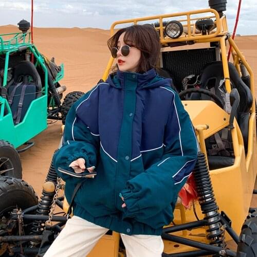 Collaosed peers don't han edition retro new stitching on the cotton-padded jacket female students relaxed joker cotton-padded cl