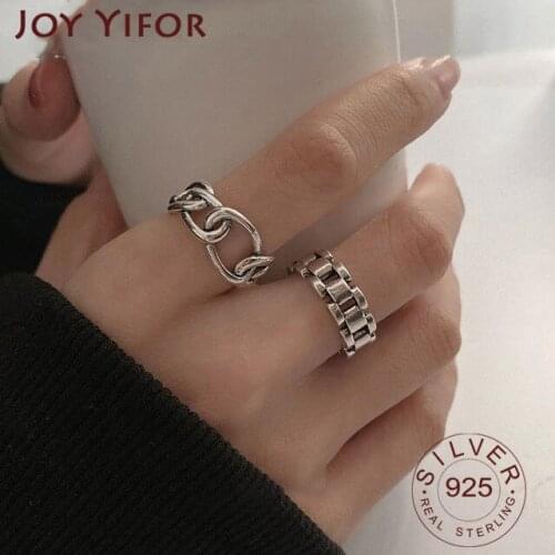 Minimalist 925 Sterling Silver Finger Rings New Fashion Creative Cross Hollow Chain Geometric Party Jewelry Gifts