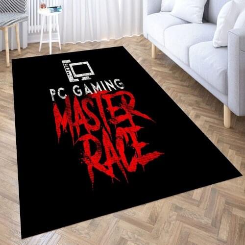 PC Gaming Masterrace Carpet for Living Room 3D Anime Cartoon Rug Gamer Teen Room Bedside Lounge Rug Kids Children Floor Mats