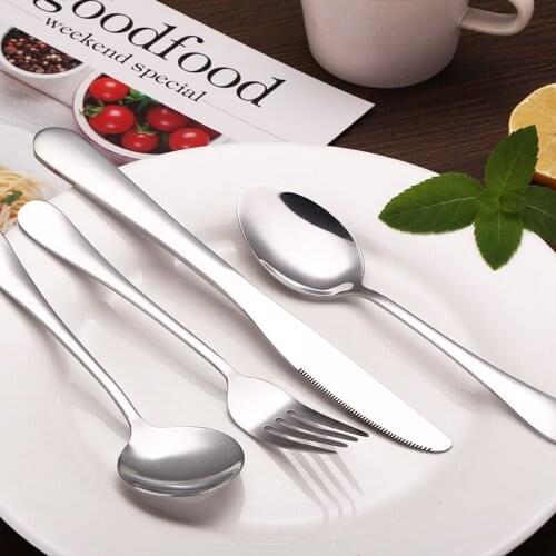 Solid Stainless Steel Kitchen Dinnerware Fork Knife Spoon Food Cutlery Food Tools Steak Knife Ice Cream Spoon Noodle Fork Kit
