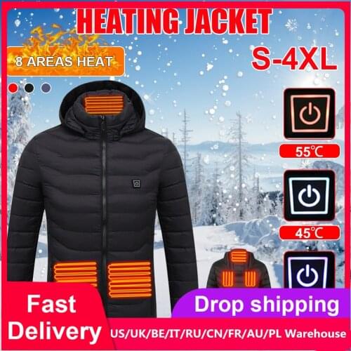 High Quality Heated Jacket Down Cotton Mens Women Coat USB Electric Heating Hooded Jackets Warm Winter Coat For Outdoors