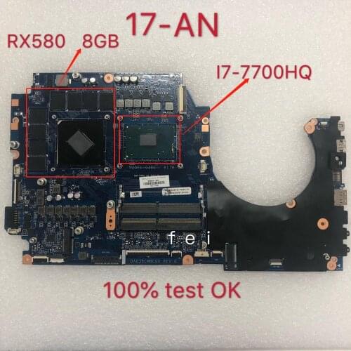 For HP 17-UM 17T-AN 17T-AN000 Motherboard 929522-601 929522-001 DAG3BCMBCG0 RX580 8 GB i7-7700HQ 100% test Ok