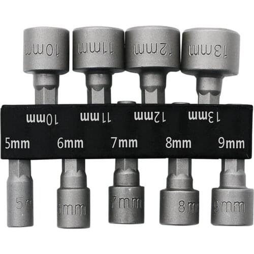 9pcs 5-13mm Hexagon Nut Driver Drill Bit Socket Screwdriver Wrench Set for Electric Screwdriver Handle Tools No Magnetic