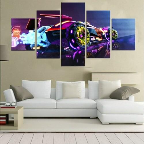 5 Pieces neon car rocket league vaporwave digital art Poster Canvas Painting Wall Art Decor Bedroom Study Home Decoration Prints