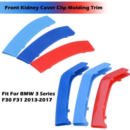 Front Kidney Grills 8 11 Bars Grille Cover Clip Molding Trim Fit For BMW 3 Series F30 F31 2013-2017 3D Performance Style Color